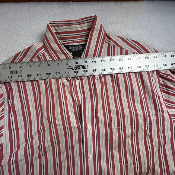 Brooks Brothers Country Club Mens Medium Red Striped Button-Down Shirt Casual - Picture 5 of 7
